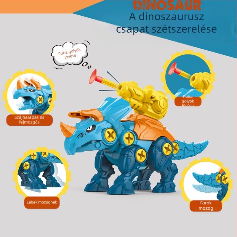 Dinoszaurusz tojás – szétszedhető és összerakható, lövőágyúval – oktatási DIY játék, műanyag; márka Same Flower; eredet Chenghai; 4–6 éveseknek
