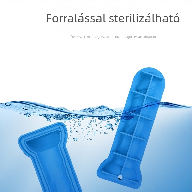 Szilikon jégkészítő forma fedéllel, automata zárás, könnyű demoldás, nyomtatott logó, licencelhető magáncímke