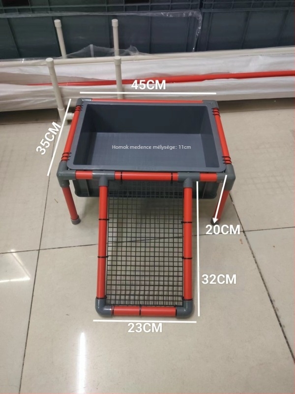 Teknős tojásrakó medence hálós pihenőplatform íves menedékház tenyésztéshez és egyéb célokra