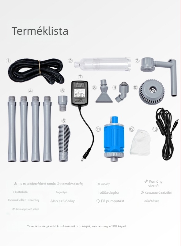 Yibang EB-029 Alacsony feszültségű, frekvenciaváltós akváriumi vízcsere készülék homoktisztító funkcióval, 32 darabos csomag