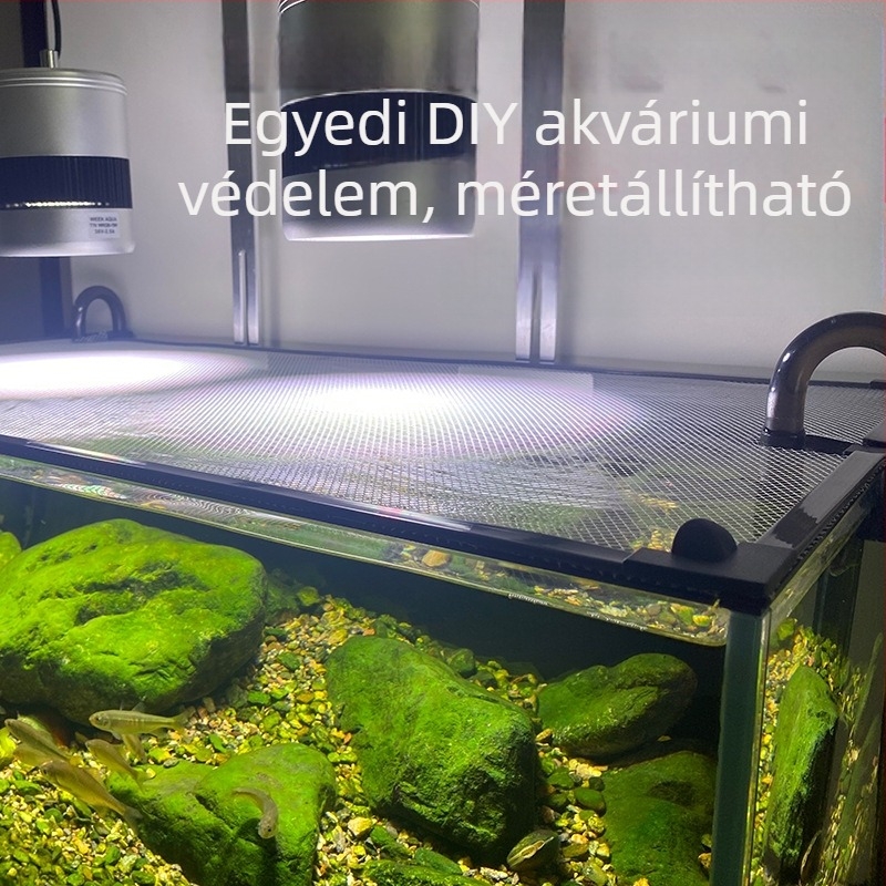 Anti-ugrás háló fedél akváriumok és terráriumok számára | PVC háló fedél halak és teknősöknek (Anyag: PVC; Használat: akvárium/terrárium; Funkció: menekülés elleni védelem)