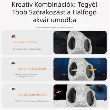 Kerámiás akváriumi menedék és táj dekoráció garnélarák és kis halak számára, Ciklidbarlang — Tömeg 0.309 kg