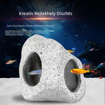 Kerámiás akváriumi menedék és táj dekoráció garnélarák és kis halak számára, Ciklidbarlang — Tömeg 0.309 kg
