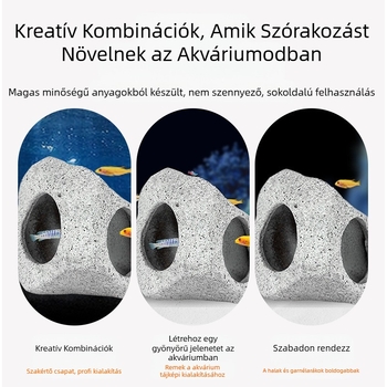 Kerámiás akváriumi menedék és táj dekoráció garnélarák és kis halak számára, Ciklidbarlang — Tömeg 0.309 kg