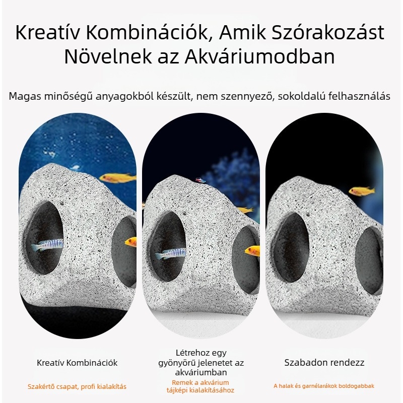 Kerámiás akváriumi menedék és táj dekoráció garnélarák és kis halak számára, Ciklidbarlang — Tömeg 0.309 kg
