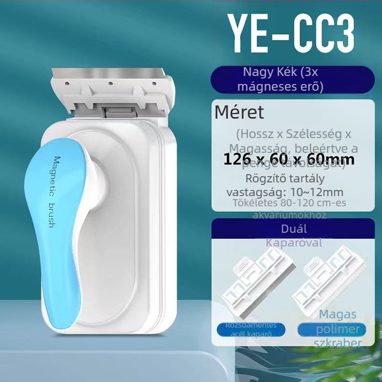 Jingye akvarisztikus mágneses tisztító kefével üvegfelületekhez — erős szívás, felakasztható, műanyag test, algák eltávolítása