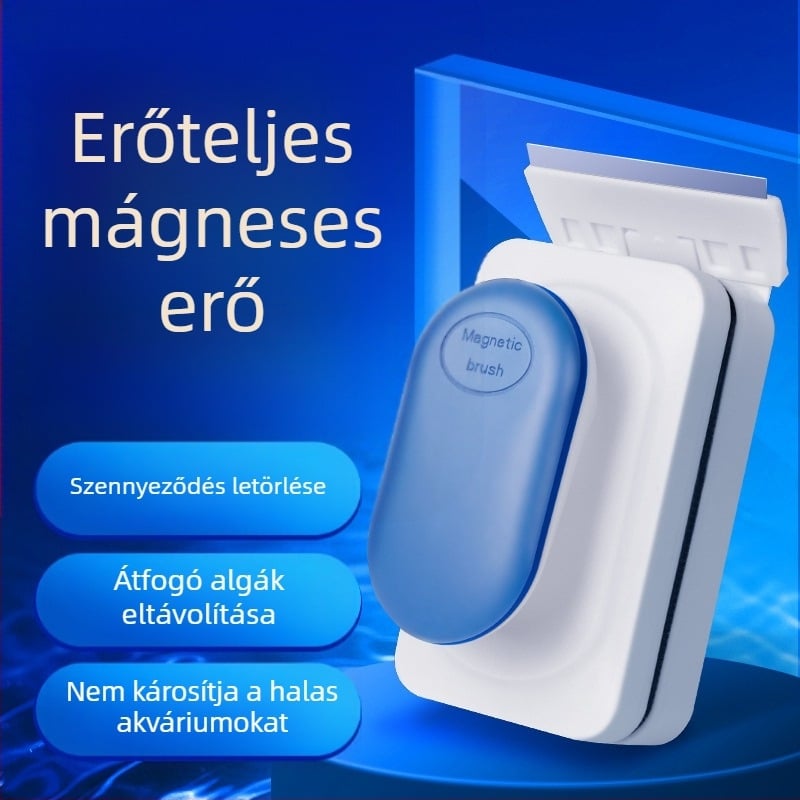 Jingye akvarisztikus mágneses tisztító kefével üvegfelületekhez — erős szívás, felakasztható, műanyag test, algák eltávolítása
