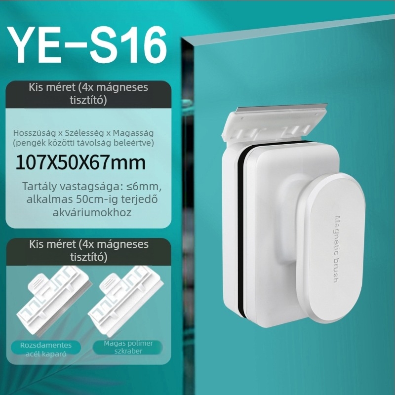Jingye akvarisztikus mágneses tisztító kefével üvegfelületekhez — erős szívás, felakasztható, műanyag test, algák eltávolítása