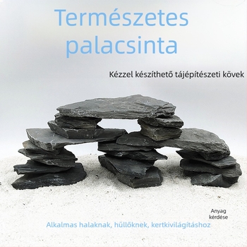 Teknős terrárium: napozó platforma kőlemezekből, dekoratív kövek