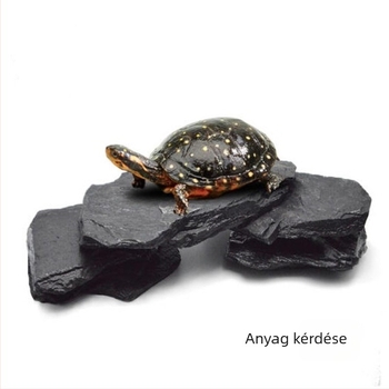 Teknős terrárium: napozó platforma kőlemezekből, dekoratív kövek