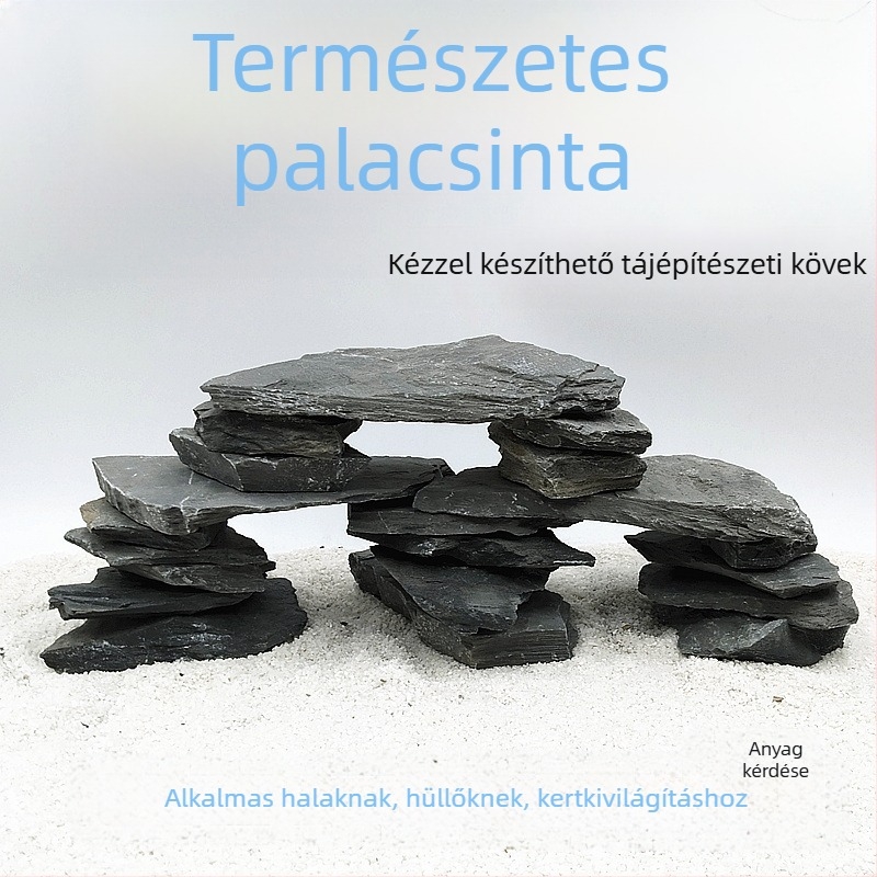 Teknős terrárium: napozó platforma kőlemezekből, dekoratív kövek