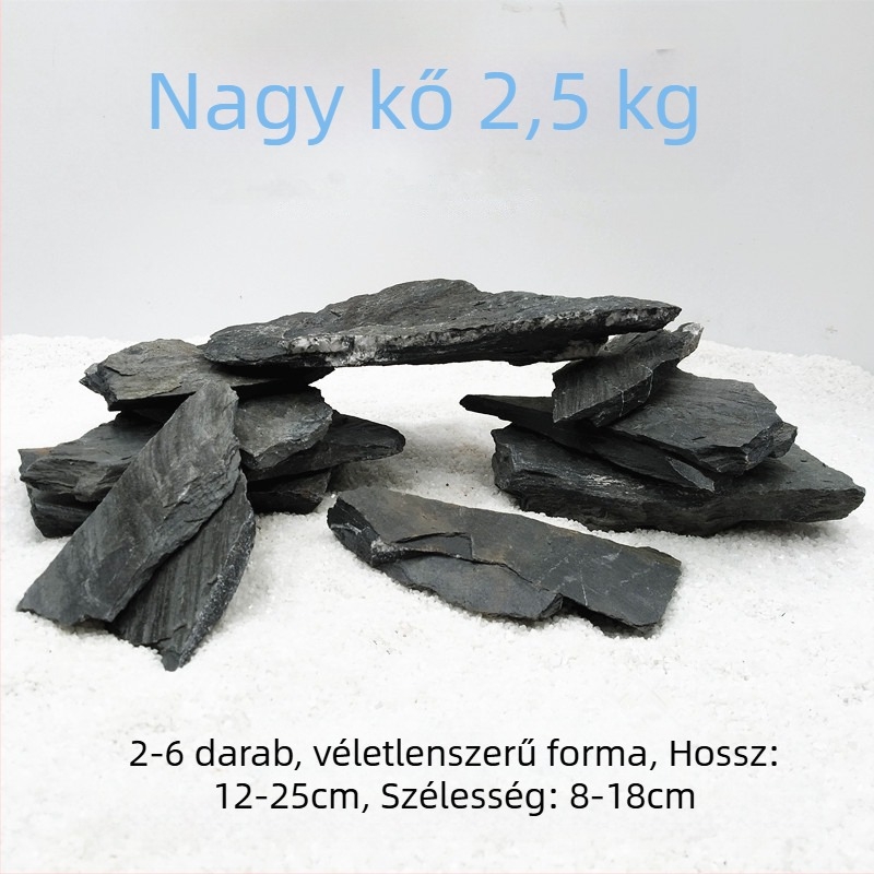 Teknős terrárium: napozó platforma kőlemezekből, dekoratív kövek