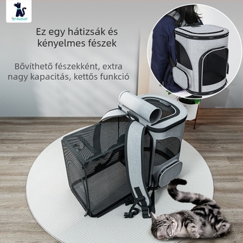 Baorui kisállat táska - Nagy kapacitású, hordozható űrkapszula-stílusú táska macskáknak és kutyáknak, Dragon Dance Cloth anyag, egyszerű minta, közepes merevség