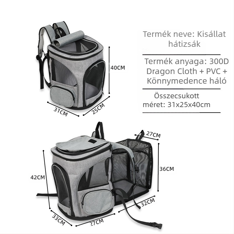 Baorui kisállat táska - Nagy kapacitású, hordozható űrkapszula-stílusú táska macskáknak és kutyáknak, Dragon Dance Cloth anyag, egyszerű minta, közepes merevség