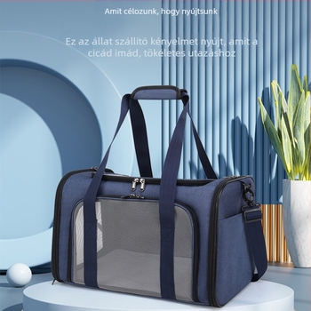 Háziállat szállító táska – légáteresztő kültéri kivitel macskák és kis- és közepes testű kutyák számára, Oxford szövet, színkontrasztos mintázat