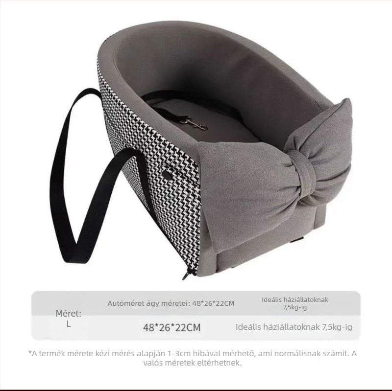 Kisállat autós ülés, kockás mintával, PU anyag, közepes puha párnázás