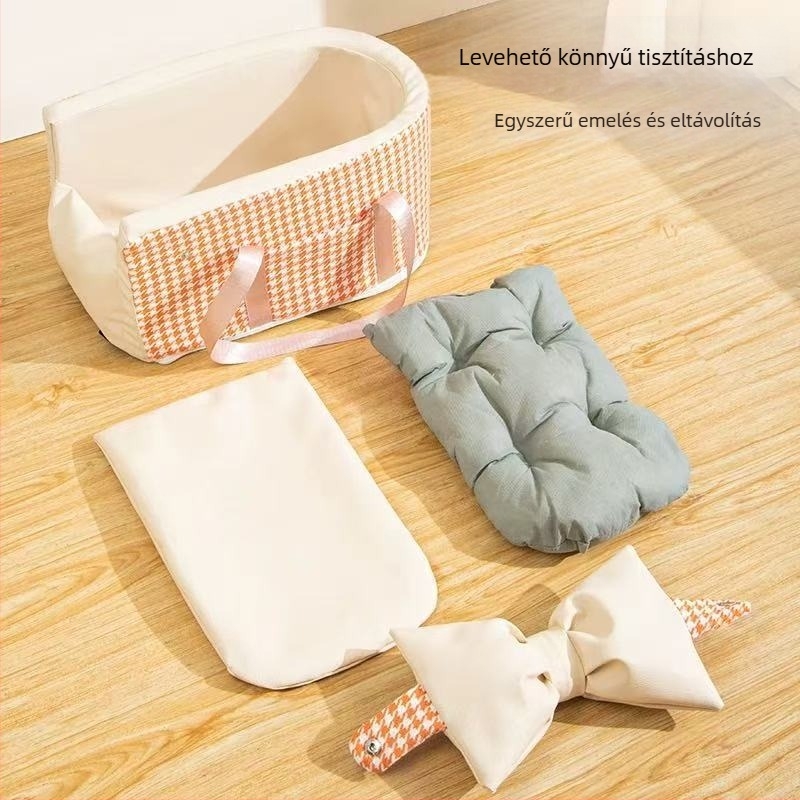 Kisállat autós ülés, kockás mintával, PU anyag, közepes puha párnázás