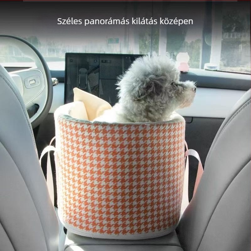 Kisállat autós ülés, kockás mintával, PU anyag, közepes puha párnázás