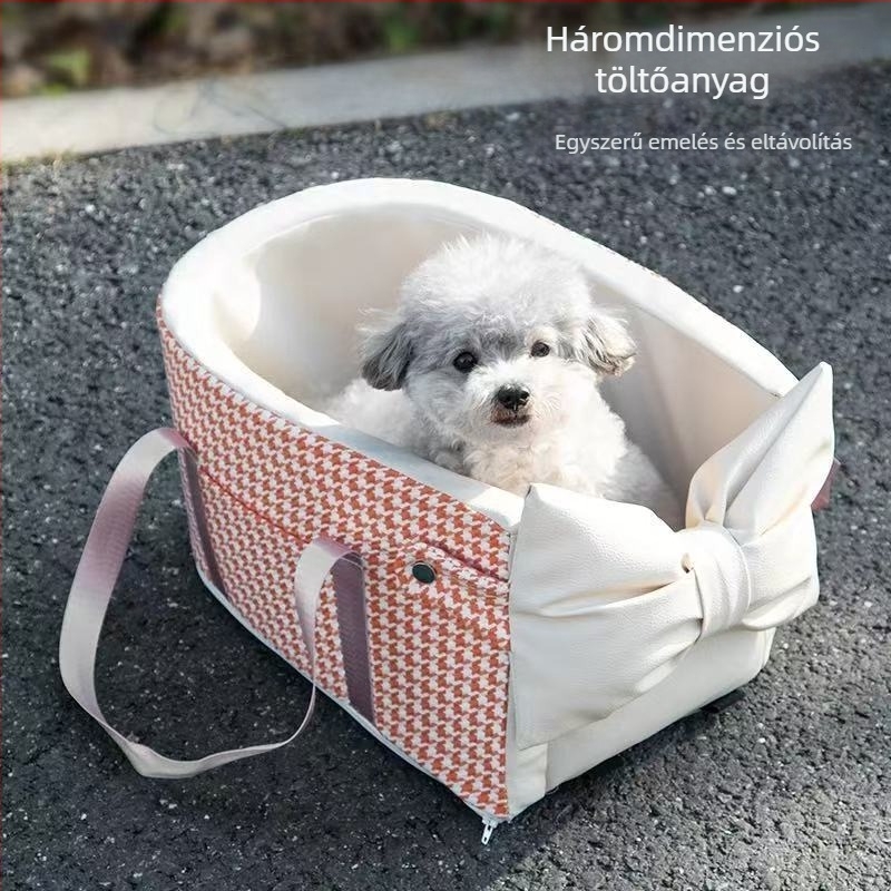 Kisállat autós ülés, kockás mintával, PU anyag, közepes puha párnázás