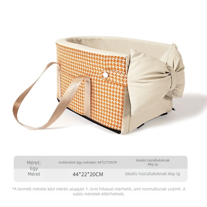 Kisállat autós ülés, kockás mintával, PU anyag, közepes puha párnázás