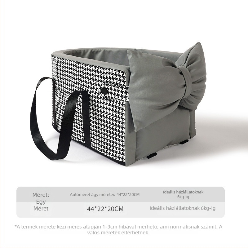 Kisállat autós ülés, kockás mintával, PU anyag, közepes puha párnázás