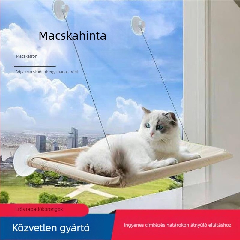 Macska függőágy szívókorongokkal – minden évszakhoz, beltéri kisállatfészek, függő