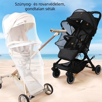 Babakocsi szúnyogháló teljes fedéssel, szélálló, rovar- és szúnyogvédő, árnyékoló, összecsukható