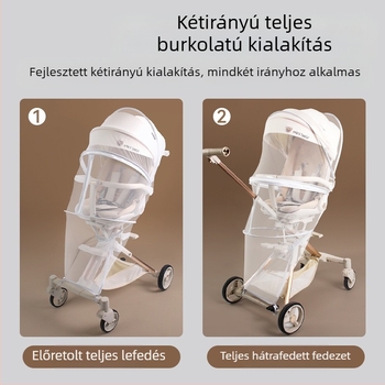 Babakocsi szúnyogháló teljes fedéssel, szélálló, rovar- és szúnyogvédő, árnyékoló, összecsukható