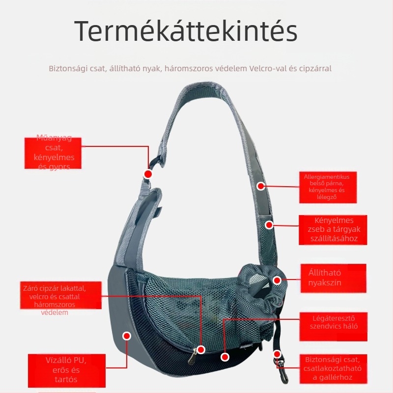 Tongbo puha PU kisállat táska macskáknak és kutyáknak – lélegző váll-táska, 10 kg kapacitás