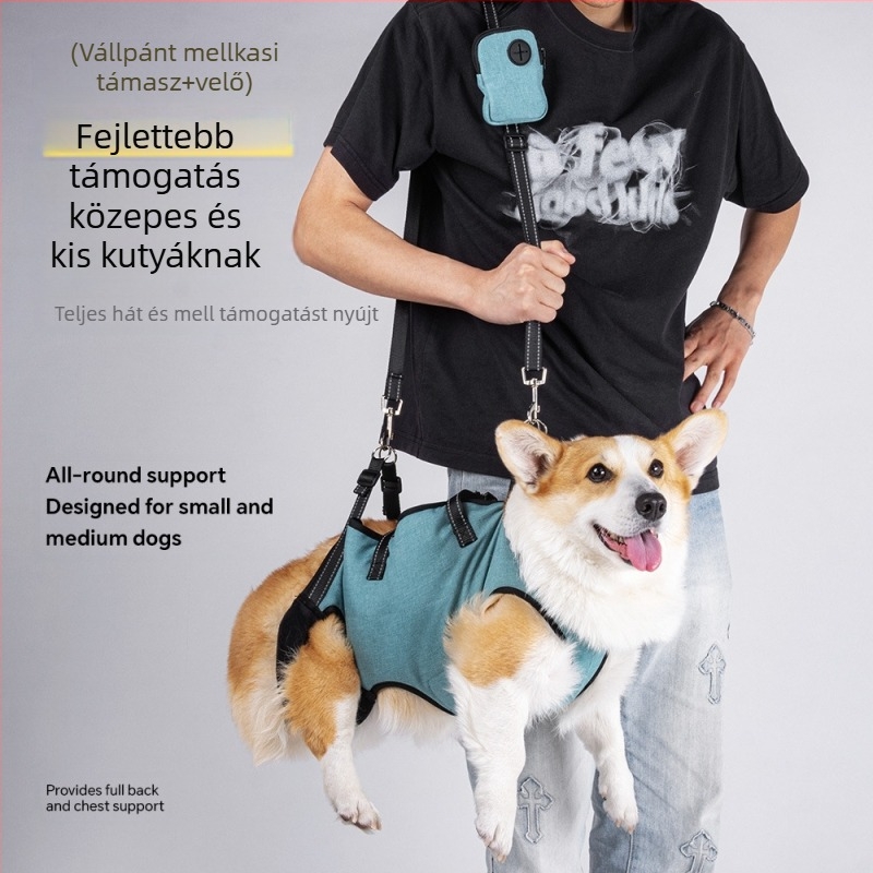 Kutyák mellkas- és hátsó hámja, állítható, poliészter anyagú