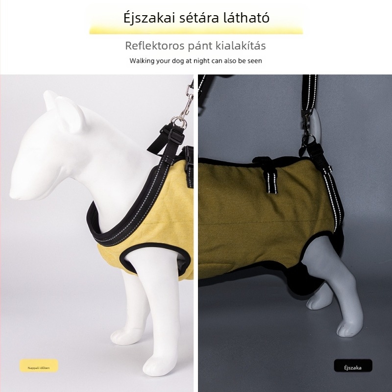 Kutyák mellkas- és hátsó hámja, állítható, poliészter anyagú