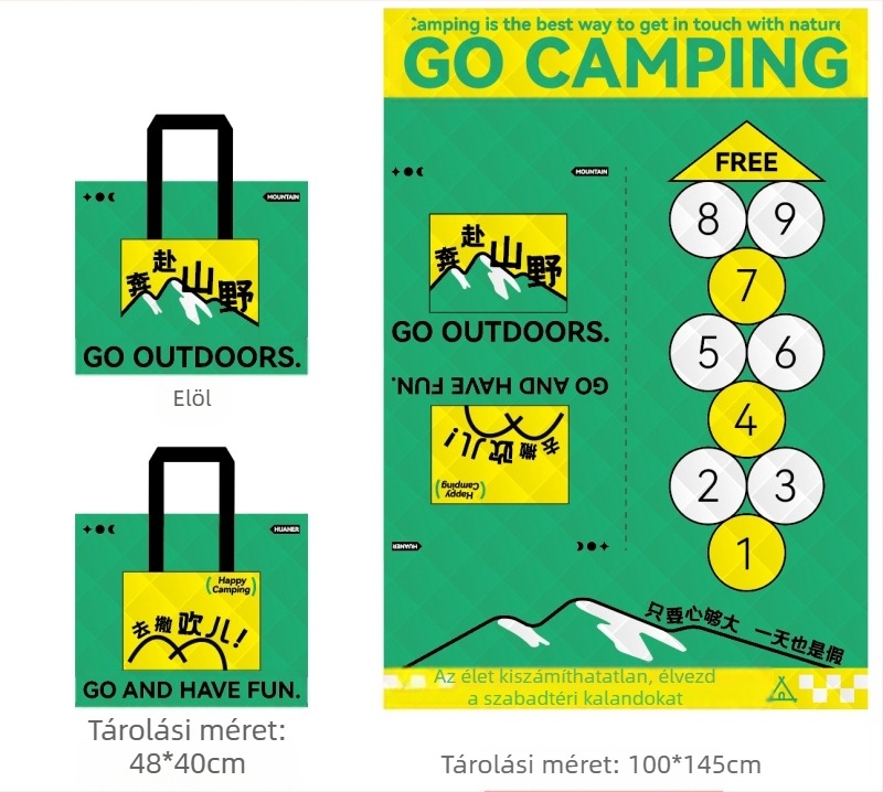 Kültéri kétfunkciós piknik takaró hátizsákkal, nedvességálló és sárálló, cipzáras, Oxford anyag 600D, 650 g, 2–4 fő részére