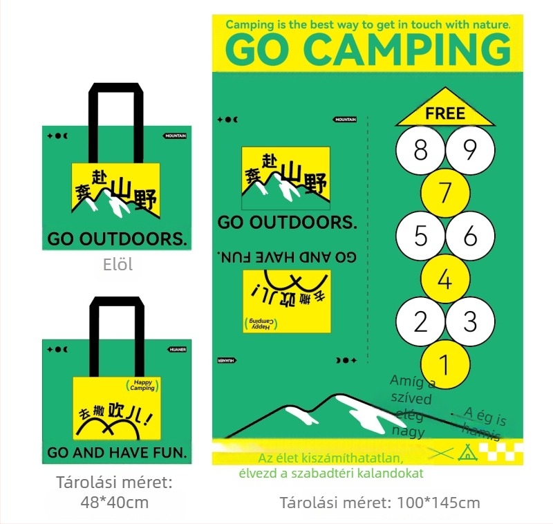 Kültéri kétfunkciós piknik takaró hátizsákkal, nedvességálló és sárálló, cipzáras, Oxford anyag 600D, 650 g, 2–4 fő részére