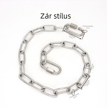 Rozsdamentes acélból készült hegesztett lánc rugós karabinerrel és csatlakozó gyűrűvel terheléshez és függesztéshez