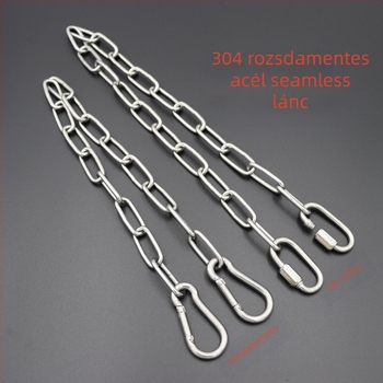 Rozsdamentes acélból készült hegesztett lánc rugós karabinerrel és csatlakozó gyűrűvel terheléshez és függesztéshez