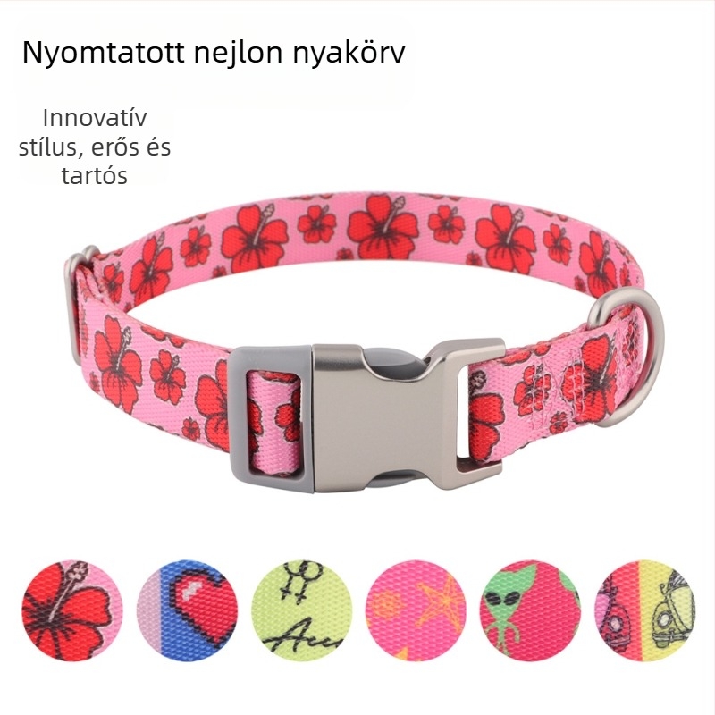 Nylon nyakörv kutyáknak hőtranszfer nyomtatással – nem állítható