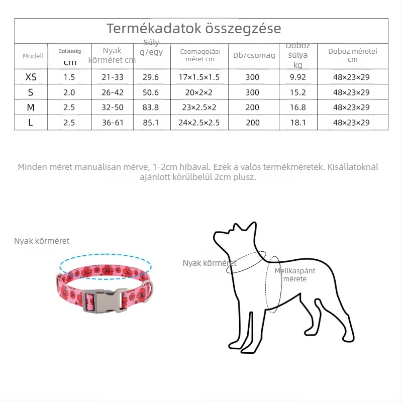 Nylon nyakörv kutyáknak hőtranszfer nyomtatással – nem állítható
