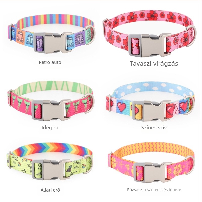 Nylon nyakörv kutyáknak hőtranszfer nyomtatással – nem állítható