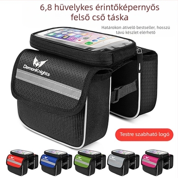 MTB kerékpár táska érintőképernyős zsebbel, 2,2 L kapacitás, modell HFG-0130, 600D rhombus anyag, Magic Knight/DemonKnights