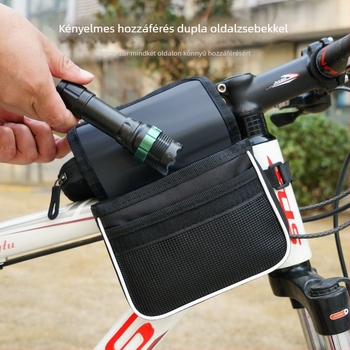 MTB kerékpár táska érintőképernyős zsebbel, 2,2 L kapacitás, modell HFG-0130, 600D rhombus anyag, Magic Knight/DemonKnights