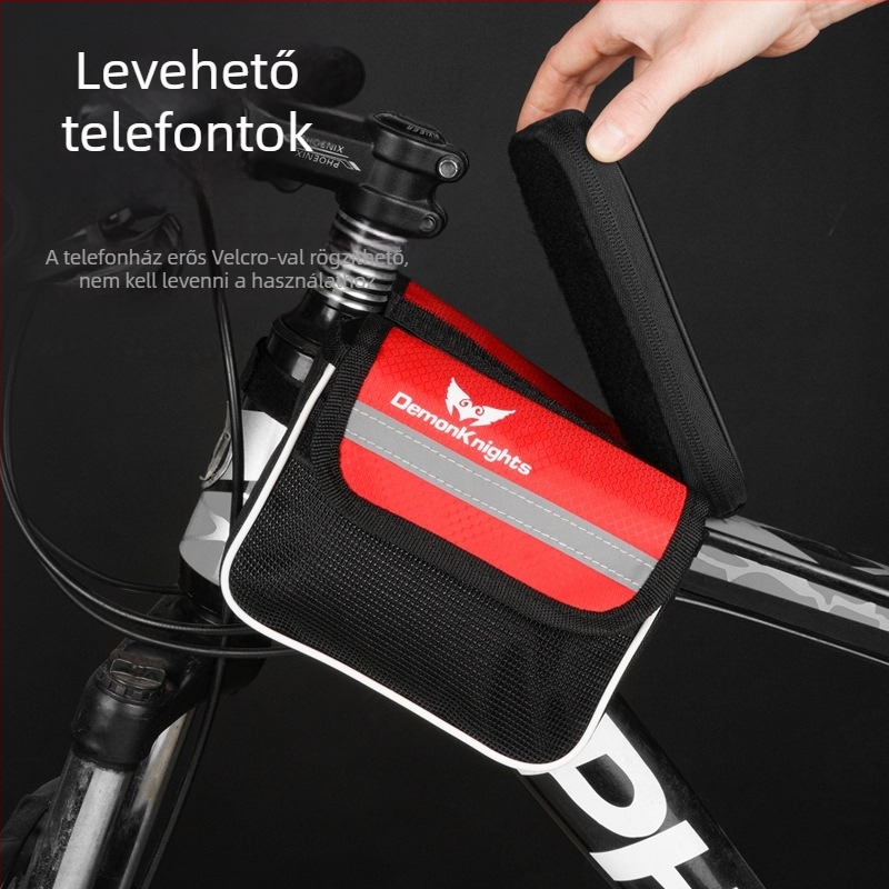 MTB kerékpár táska érintőképernyős zsebbel, 2,2 L kapacitás, modell HFG-0130, 600D rhombus anyag, Magic Knight/DemonKnights