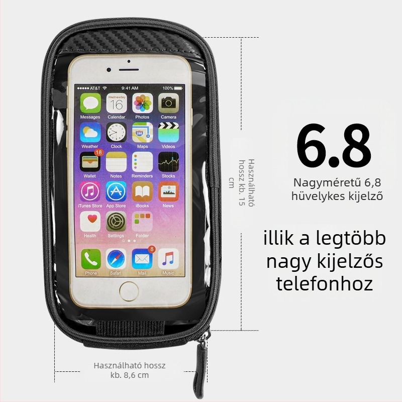 MTB kerékpár táska érintőképernyős zsebbel, 2,2 L kapacitás, modell HFG-0130, 600D rhombus anyag, Magic Knight/DemonKnights