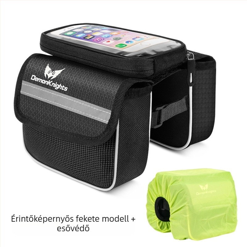 MTB kerékpár táska érintőképernyős zsebbel, 2,2 L kapacitás, modell HFG-0130, 600D rhombus anyag, Magic Knight/DemonKnights