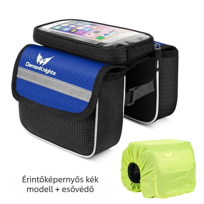 MTB kerékpár táska érintőképernyős zsebbel, 2,2 L kapacitás, modell HFG-0130, 600D rhombus anyag, Magic Knight/DemonKnights