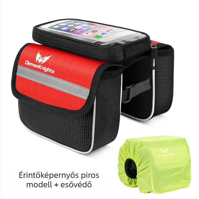 MTB kerékpár táska érintőképernyős zsebbel, 2,2 L kapacitás, modell HFG-0130, 600D rhombus anyag, Magic Knight/DemonKnights