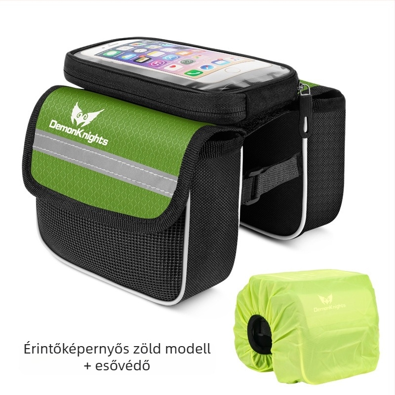 MTB kerékpár táska érintőképernyős zsebbel, 2,2 L kapacitás, modell HFG-0130, 600D rhombus anyag, Magic Knight/DemonKnights