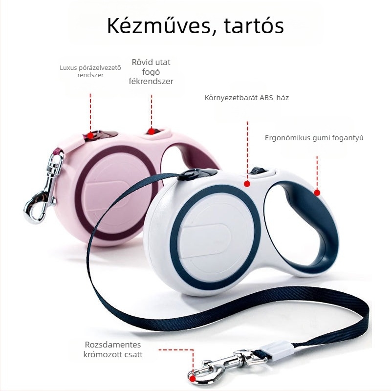 Hippy Dog automata nyújtható kutya póráz – nylonból, automatikus hosszabbítás, minden méretű kutyának megfelelő, 24 db/doboz