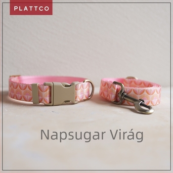 PLATTCO Sunrise Flower kutya nyakörv és póráz készlet – virágos minta, mű nylon, 0,19 kg