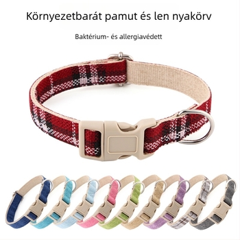 Kutyanyakörv lenanyagból, állítható, csattal záródó, kovboj stílus