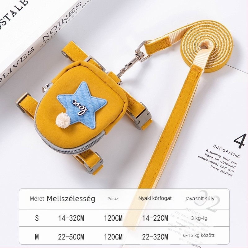 Kutyamellkas-hám hátizsákkal és pórázzal – kistestű kutyáknak; Márka: Dream Wang / Dream Meow; Anyag: Egyéb; Nem nyúlik; Kategória: Kisállat láncok és kötelek